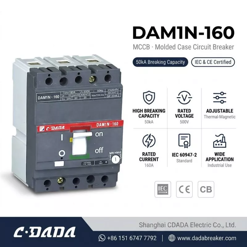 CDADA Yüksək Tutumlu DAM1N-160 160A MCCB Devre açarını buraxır
