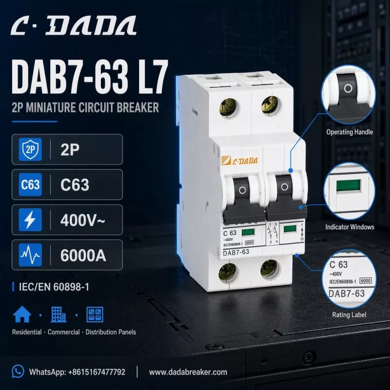 DAB7-63 L7 2P MCB - Paylayıcı panellər üçün aydın, yığcam qoruma